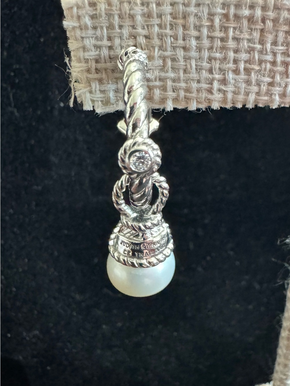 Judith Ripka 925 Silver Drop White Pearl Earrings w/ CZ Crystal Accents - Picture 2 of 10